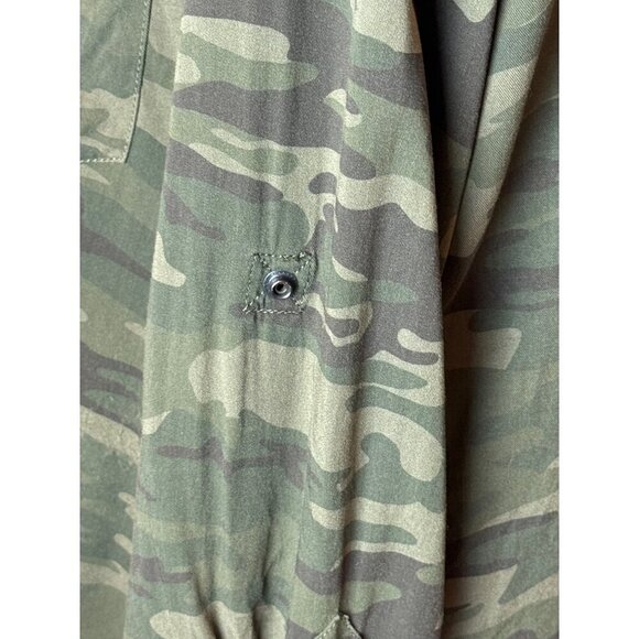 Sanctuary Shirt Women Medium Green Camo Collared Boyfriend Snap Button Down - Picture 9 of 13